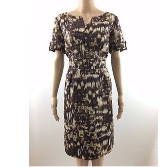 $8 SALE Alex Marie Autumn Sunset Ikat Sheath Dress SZ 14 - Picture 2 of 15